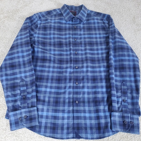 UNTUCKit Walton WF Men's Button Up Shirt Large Long Sleeve Blue Plaid - Picture 12 of 14